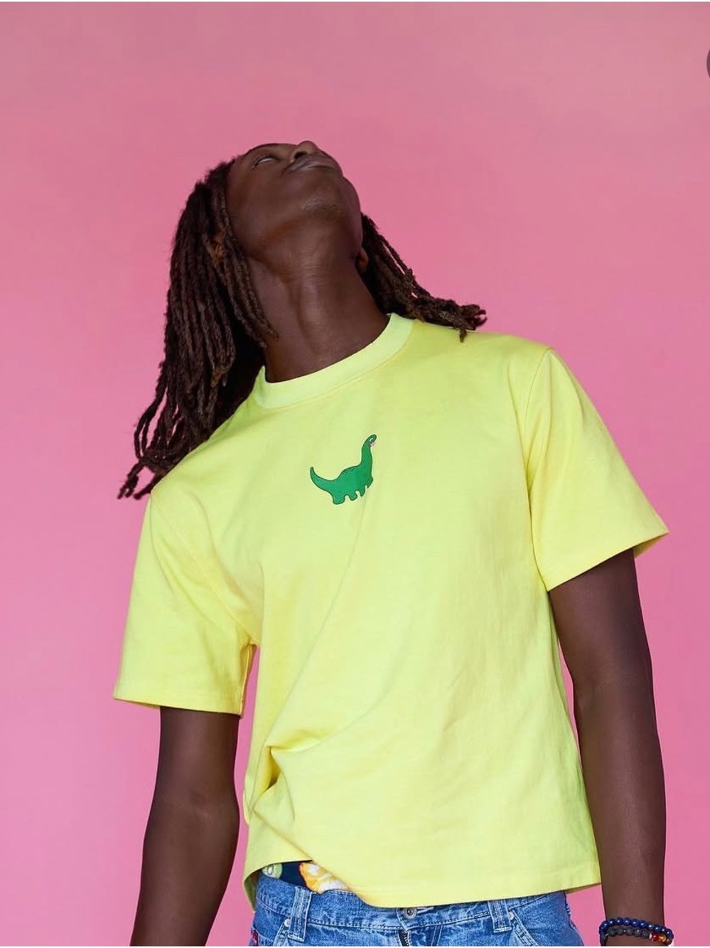Fentsh XXL Dinosaur RAWR XD Tee T-Shirt Yellow Heavyweight 300gsm Cotton Boxy